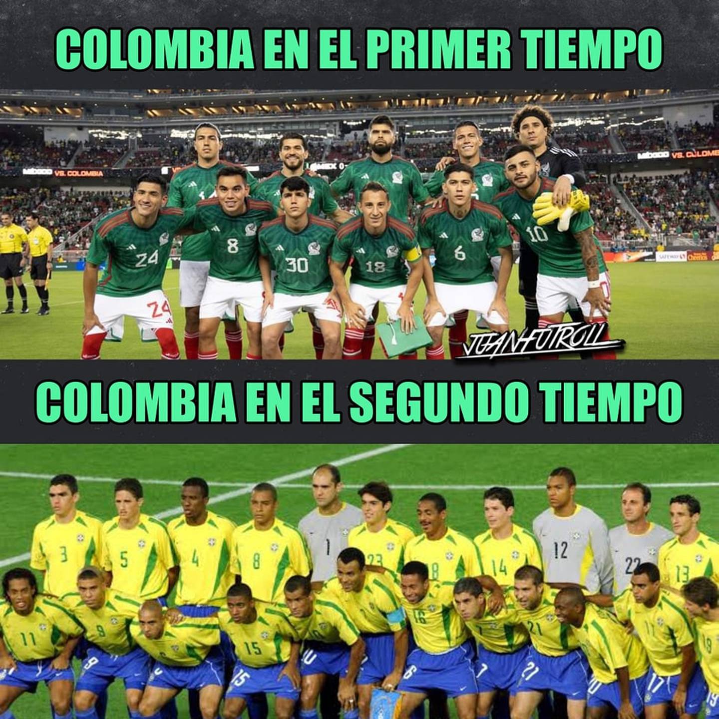 futbol memes de la derrota de México contra Colombia tres goles a dos