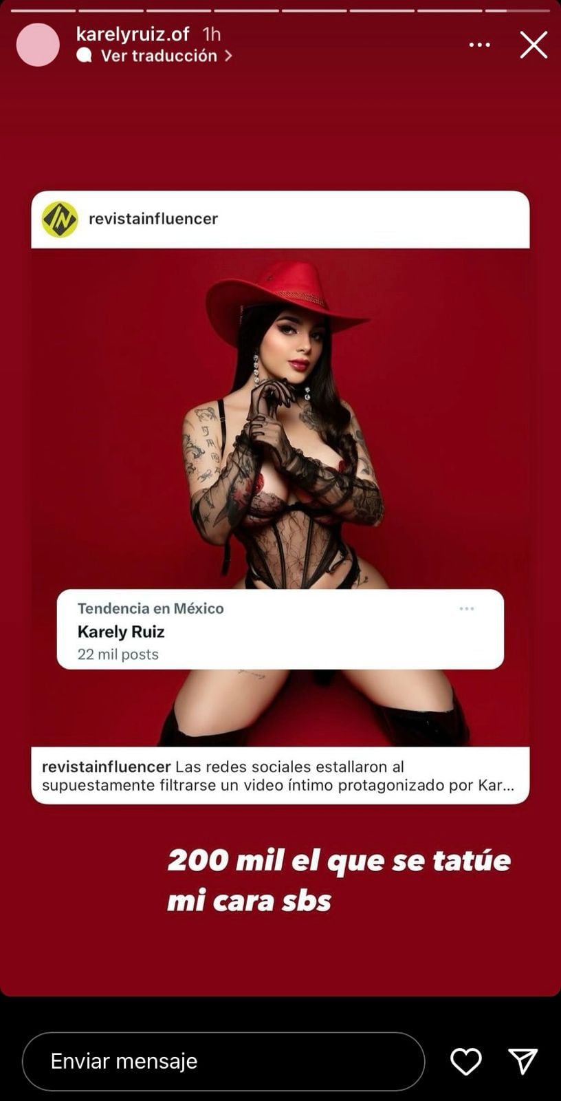 Karely Ruiz ofrece varios miles de pesos al fan que se tatúe su cara: video  – Publimetro México