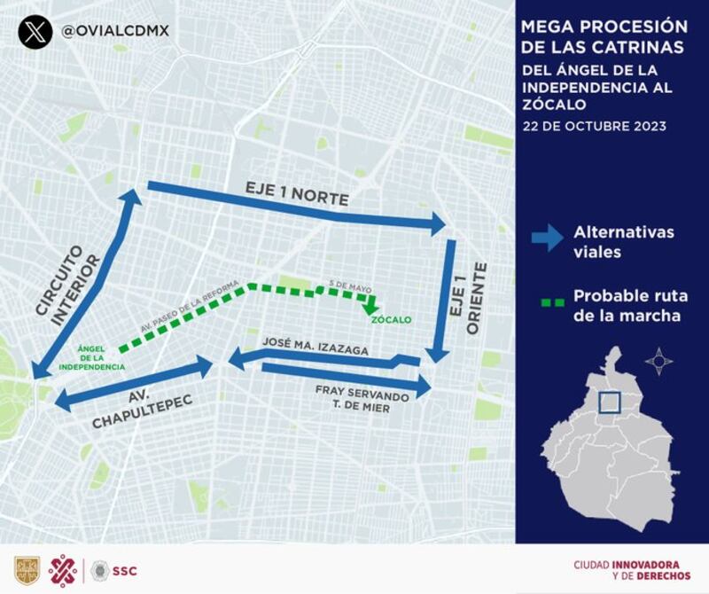 Ruta Mega Procesión de Catrinas 2023