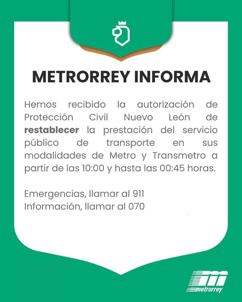 Ya es oficial que el Metro vuelve a operar.