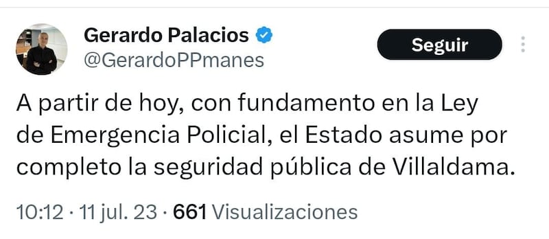 A través de este tuit el funcionario confirmó la información.