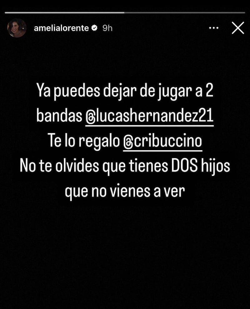 Declaraciones de su pareja Amelia Lorente vía Instagram