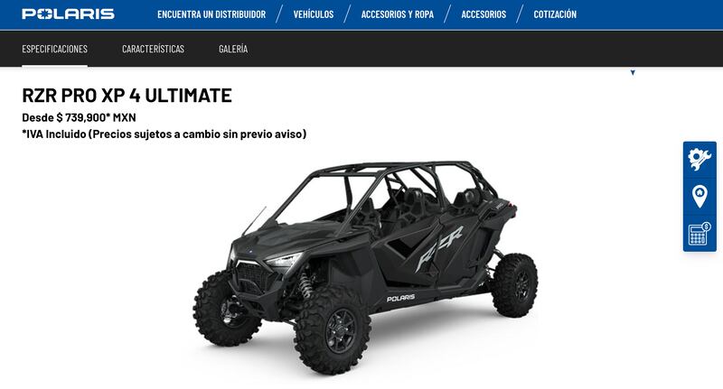 En la página web de Polaris se muestran los modelos y los precios. (Especial)