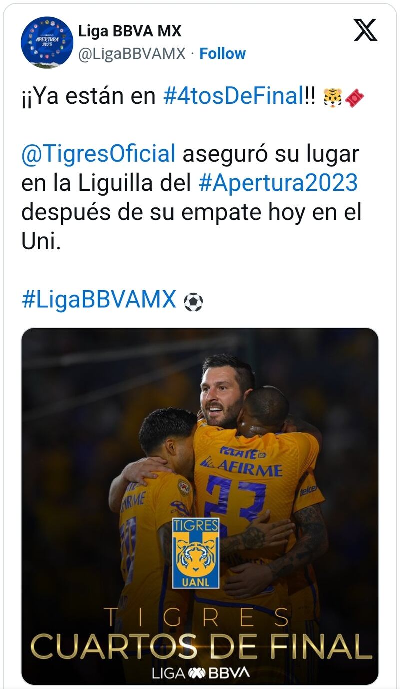 Los felinos ya están en cuartos de final del Apertura 2023.