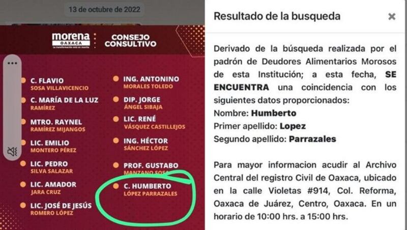 “Beto Parrazales” fue inscrito en el padrón que opera el Registro Civil el 25 de mayo a petición de Nancy Martínez denunciante y madre de su hija.