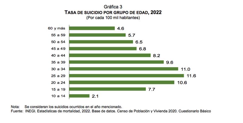 Incremento en casos de suicidio (Inegi)