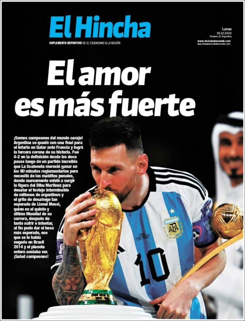 Reacciones prensa Argentina campeón