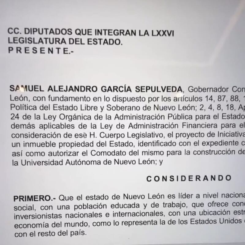 El proyecto ya fue enviado al Congreso de NL.