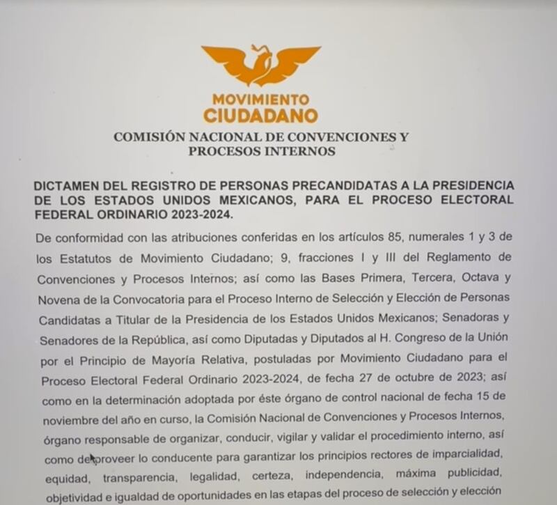 El mandatario estatal mostró el correo electrónico que recibió confirmando que es precandidato único de Movimiento Ciudadano.