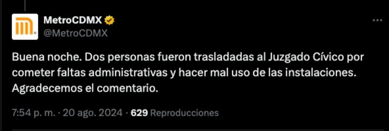 La Raza: detienen a pareja por tener relaciones sexuales en pasillo del Metro