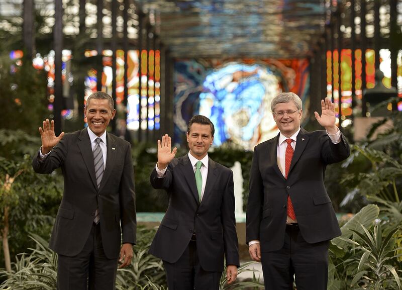 TOLUCA, ESTADO DE MÉXICO, 19FEBRERO2014.-  El Presidente Enrique Peña Nieto y Barack Obama, Presidente de Estados Unidos de América, se reunieron en privado en el Palacio del Gobierno mexiquense, donde se llevó a cabo la séptima Cumbre de Líderes de América del Norte.
FOTO: CUARTOSCURO.COM