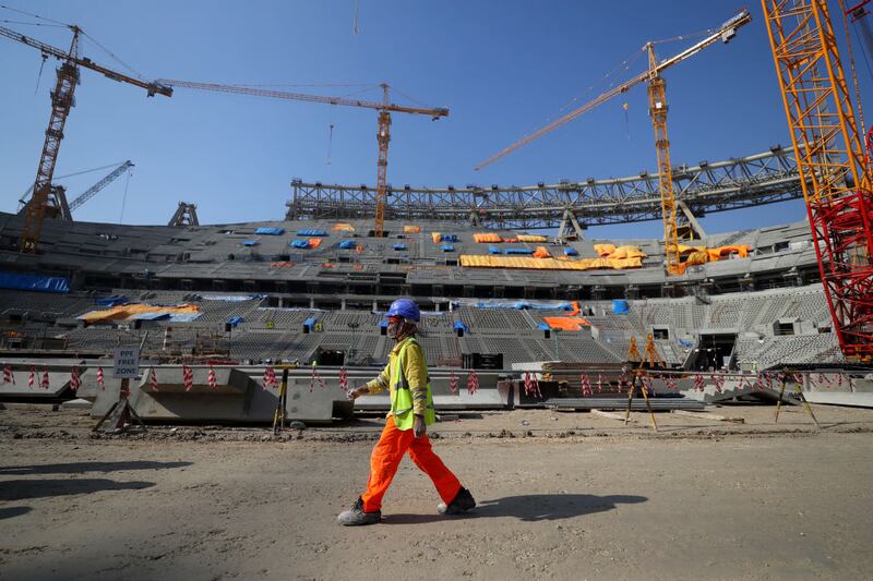 Construcción del Estadio Lusail en Doha, Qatar.