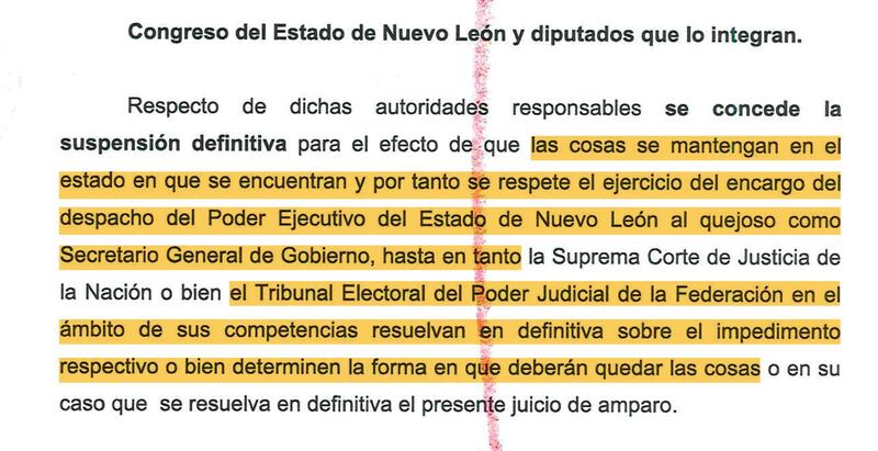 En esta parte del documento se explica cómo se debe proceder en el tema del gobernador interino.