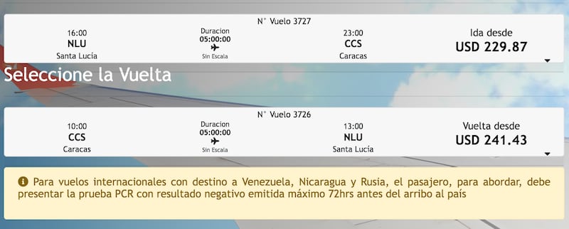 Así se ve el itinerario del vuelo de Coviansa a Santa Lucía