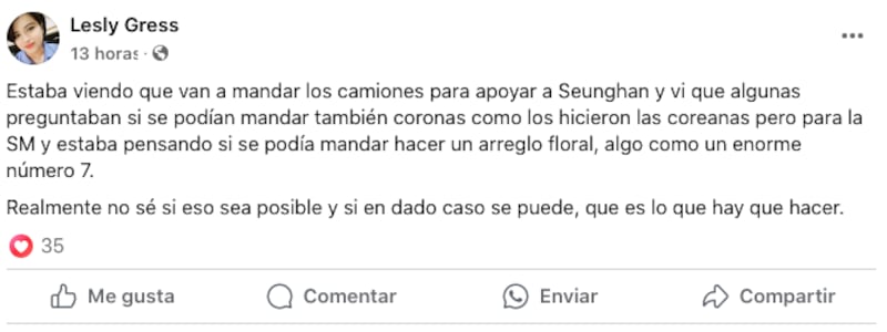 Publicación en el grupo de Facebook 'Sohee nos aprobó la reforma'