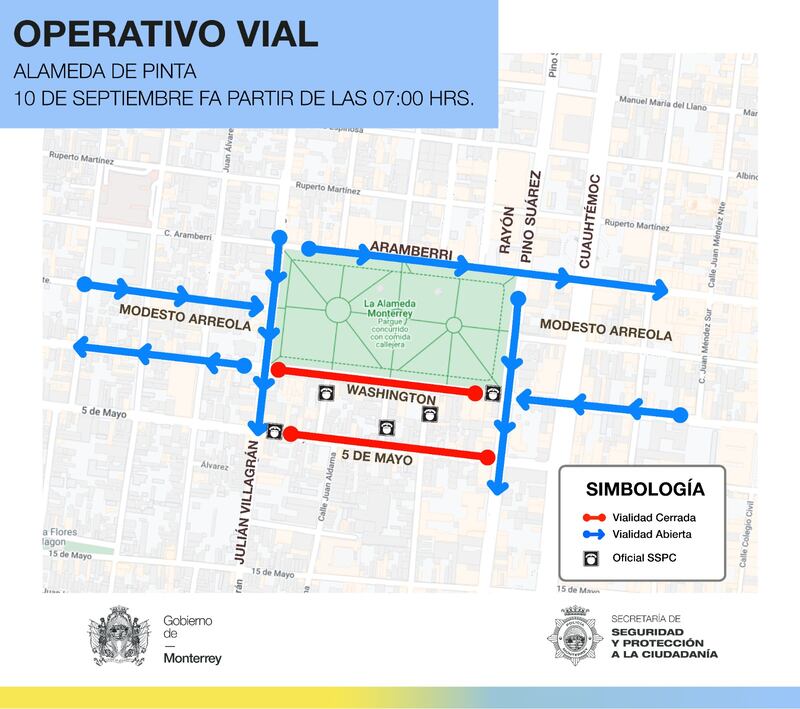 Las calles aledañas a la Alameda estarán cerradas para comodidad de los asistentes a la actividad.