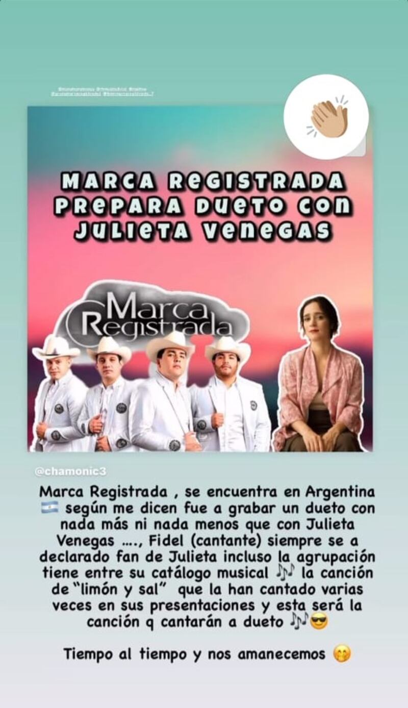 Julieta Venegas y Grupo Marca Registrada / Foto: Instagram @chamonic3