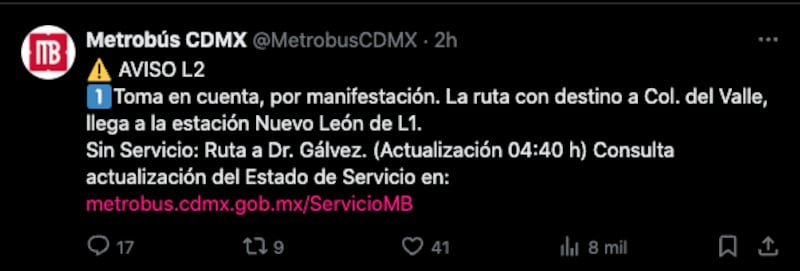 Metrobís Línea 1: Continúa cierre por vecinos afectados por agua contaminada en Benito Juárez