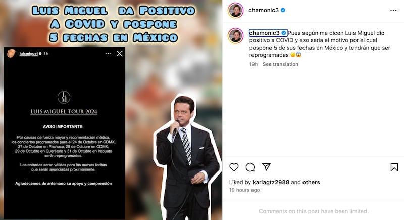 Estado de salud de Luis Miguel