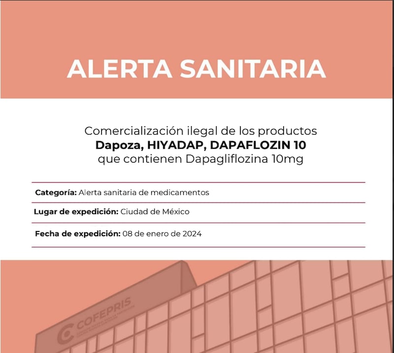 Dapoza: Diabéticos reciben medicamento sin registro sanitario en hospitales