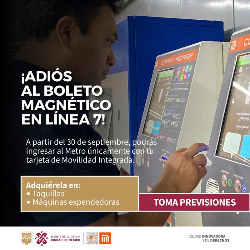 ¡Tómalo en cuenta! Acceso a  Línea 7 del Metro solo será con Tarjeta de Movilidad