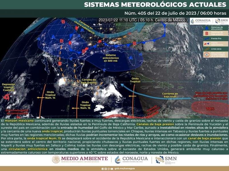 El reporte meteorológico anuncia lluvias para las próximas semanas en el Estado.