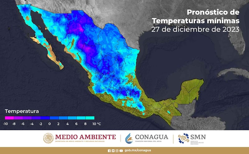 Frentes fríos, nieve y lluvia para fin de año (Conagua)