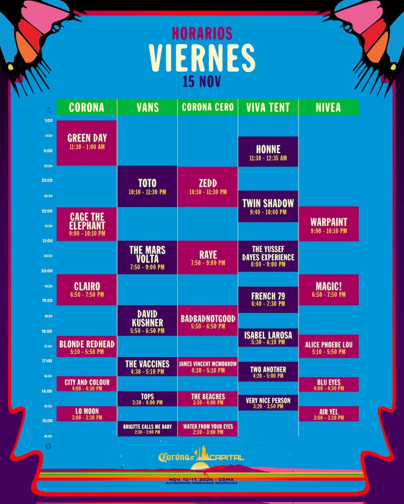 Horarios Corona Capital 2024