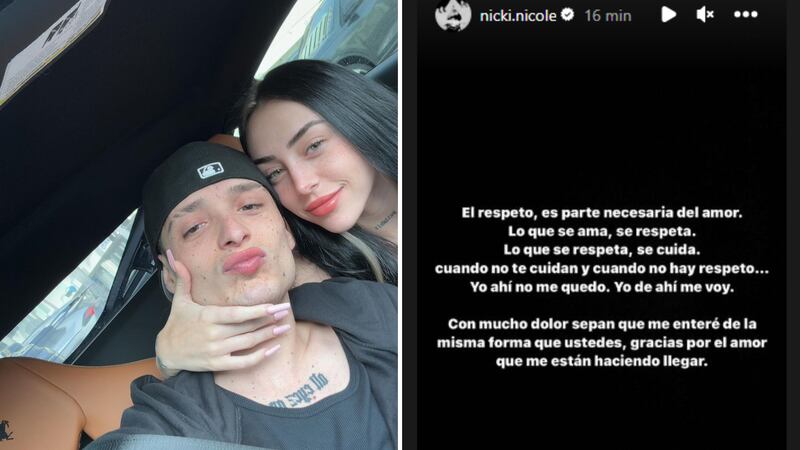 Nicki Nicole afirmó que se enteró de la infidelidad a través de las redes sociales.