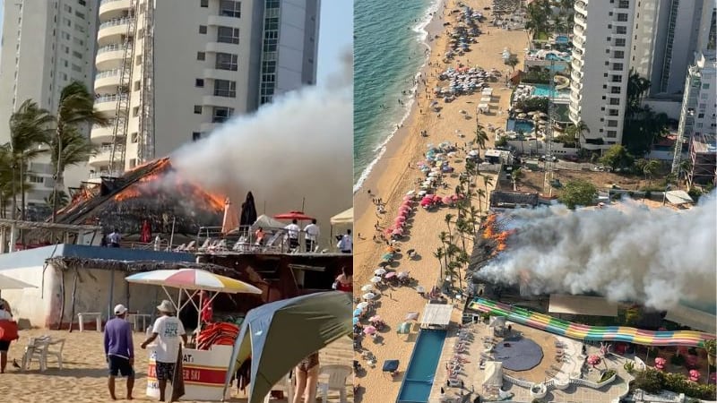 El Rollo Acapulco se incendia palapa dentro de parque acuático