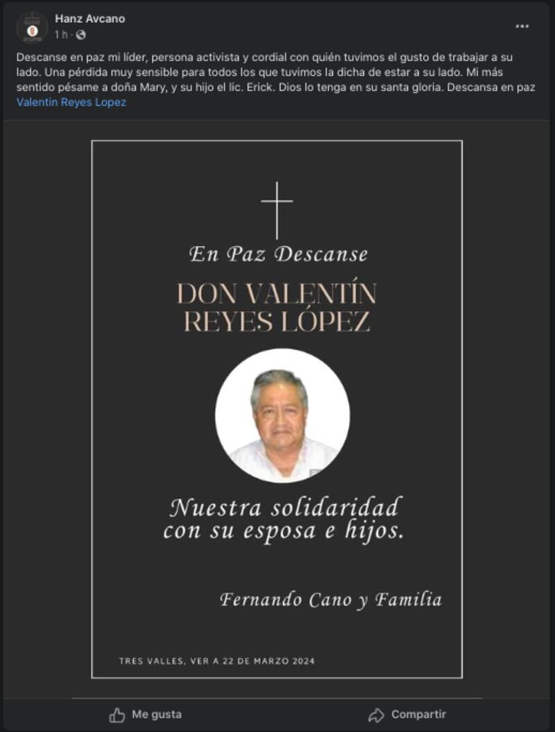 Muere el diputado de Morena Valentín Reyes López