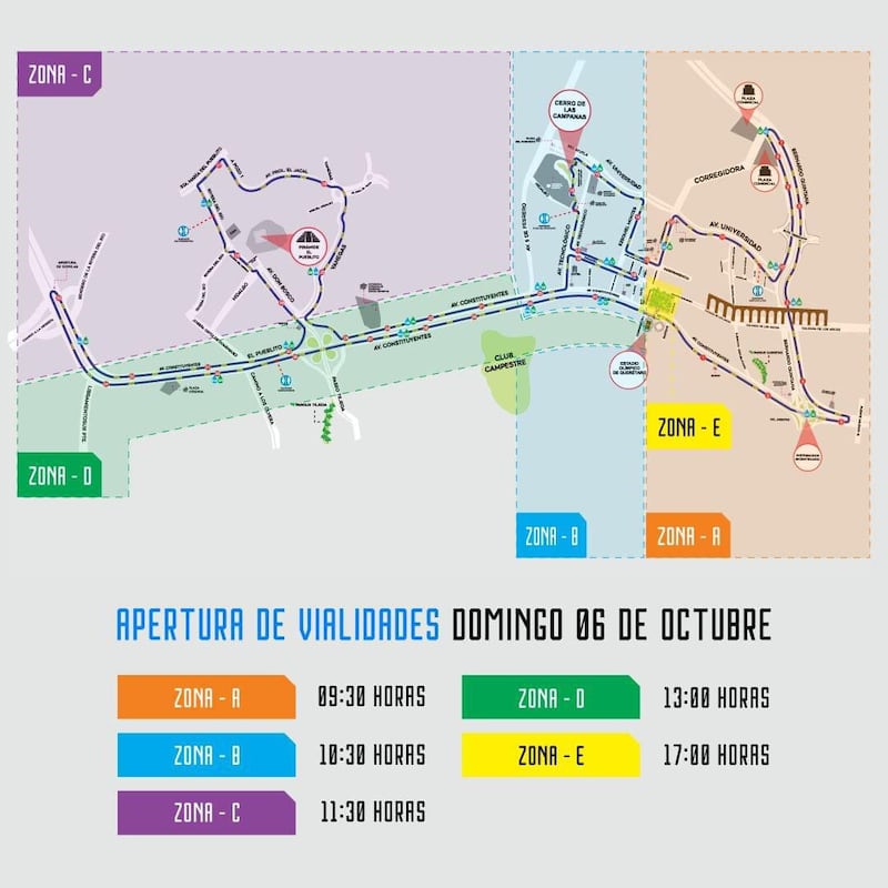 Cierre de vialidades por Querétaro Maratón 2024.