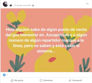 Gas Bienestar. Denuncias en redes sociales sobre la operación de Gas Bienestar. Debido a la confusión, muchos buscan organizarse con gaseros a través de grupos de WhatsApp y Facebook.