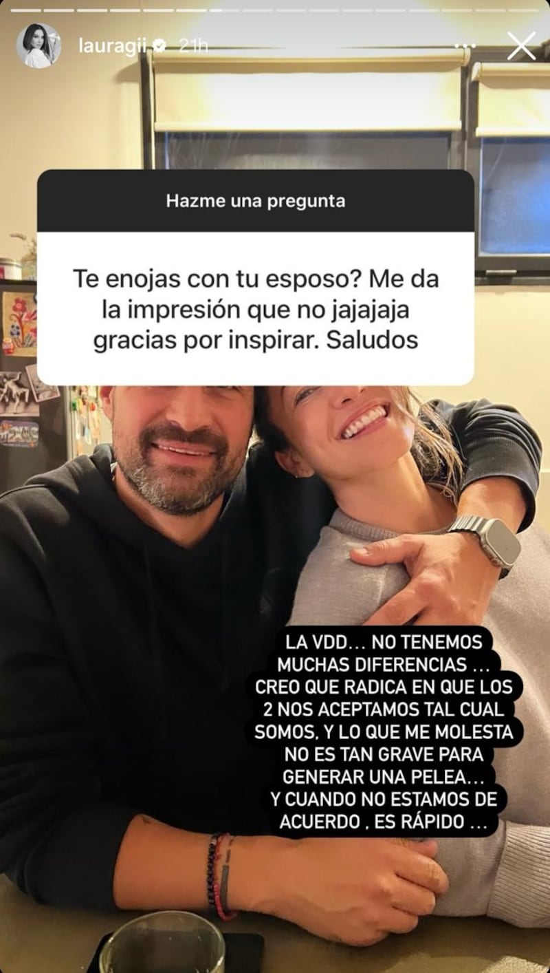 Captura de pantalla de la respuesta de Laura G sobre la convivencia con su esposo