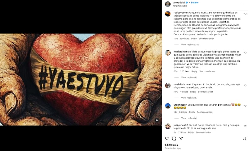 Comentarios de la publicación de Alejandro Fernández en Instagram