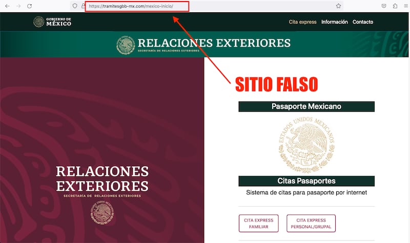 Los sitios falsos suplantan la identidad gráfica del gobierno de México.