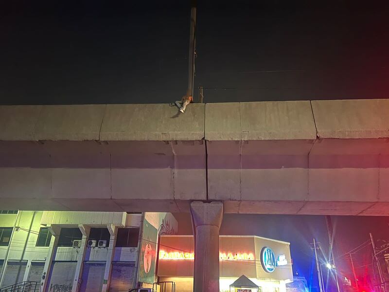 La persona fue puesta a salvo varios metros después de haber iniciado su recorrido por el viaducto.