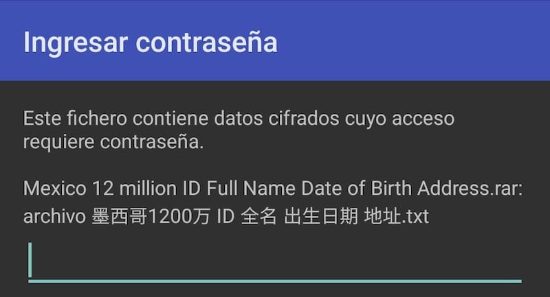 Los archivos están protegidos con contraseña para que quienes quieran acceder a la información tengan que pagar por las credenciales.