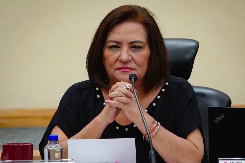 CIUDAD DE MÉXICO, 28ABRIL2023.- Guadalupe Taddei, consejera presidente, encabezó la sesión extraordinaria del Instituto Nacional Electoral en el pleno del instituto.
 FOTO: ROGELIO MORALES /CUARTOSCURO.COM