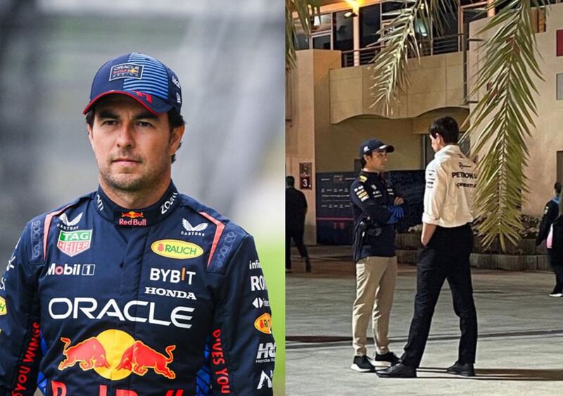 Checo Pérez con Toto Wolf de Mercedes