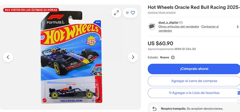 Auto coleccionable de Checo ya se vende en páginas como Amazon y EBay.