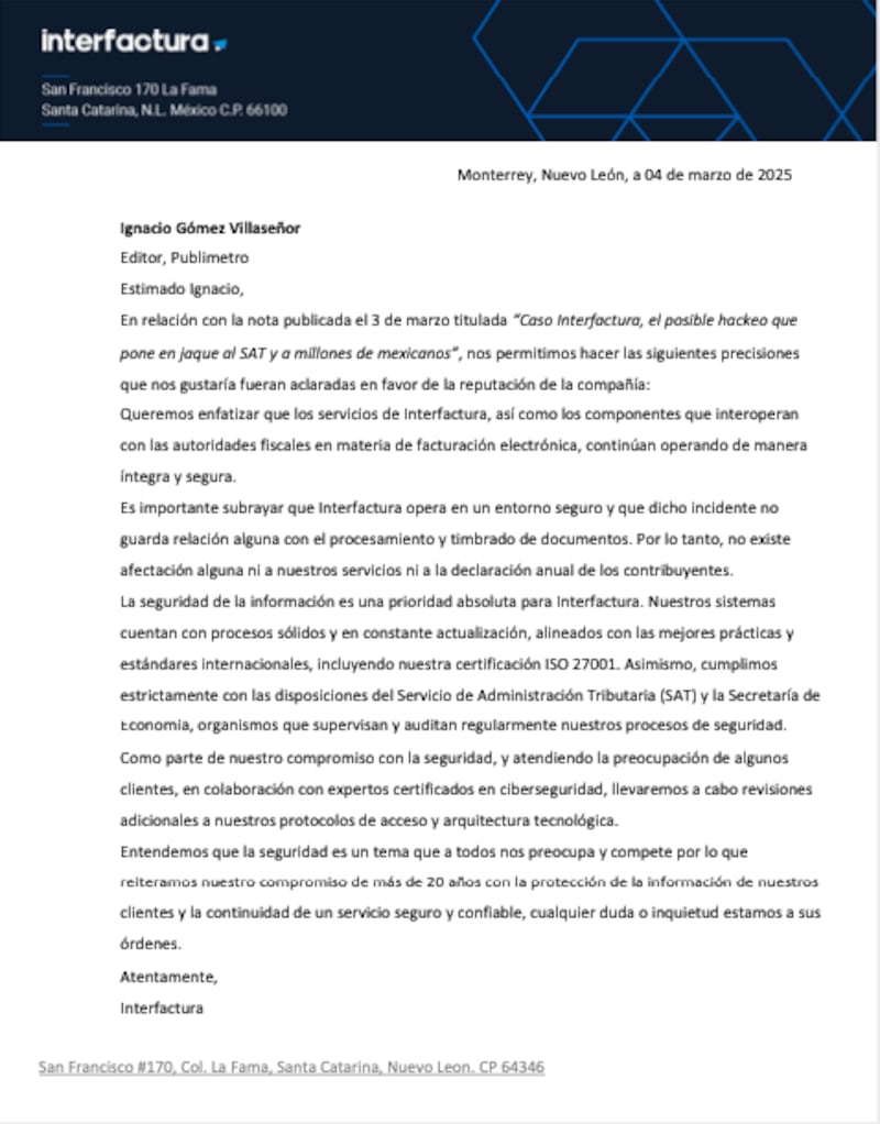 Tras aparecer en la lista de Cl0p, Interfactura confirma ataque y anuncia revisión de seguridad en sus sistemas.