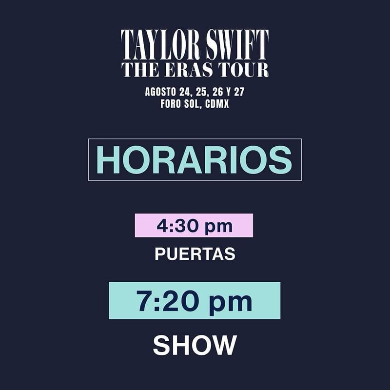 Horarios de los conciertos de Taylor Swift