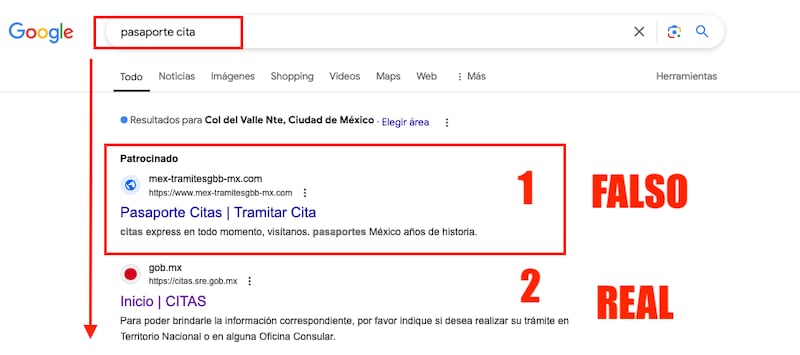 Los anuncios de sitios fraudulentos aparecen en las primeras posiciones de Google.