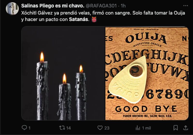 Acusan a Xóchitl Gálvez de hacer supuesto pácto con Satanás tras firmar con sangre