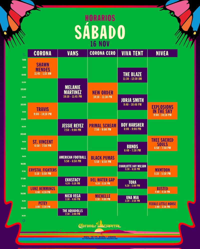 Horarios Corona Capital 2024