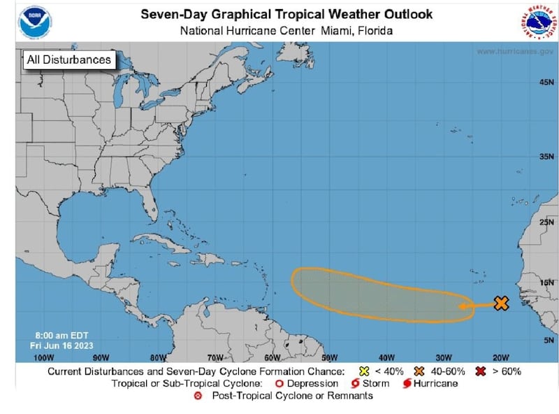 El Centro Nacional de Huracanes señaló la formación de desarrollo ciclónico.