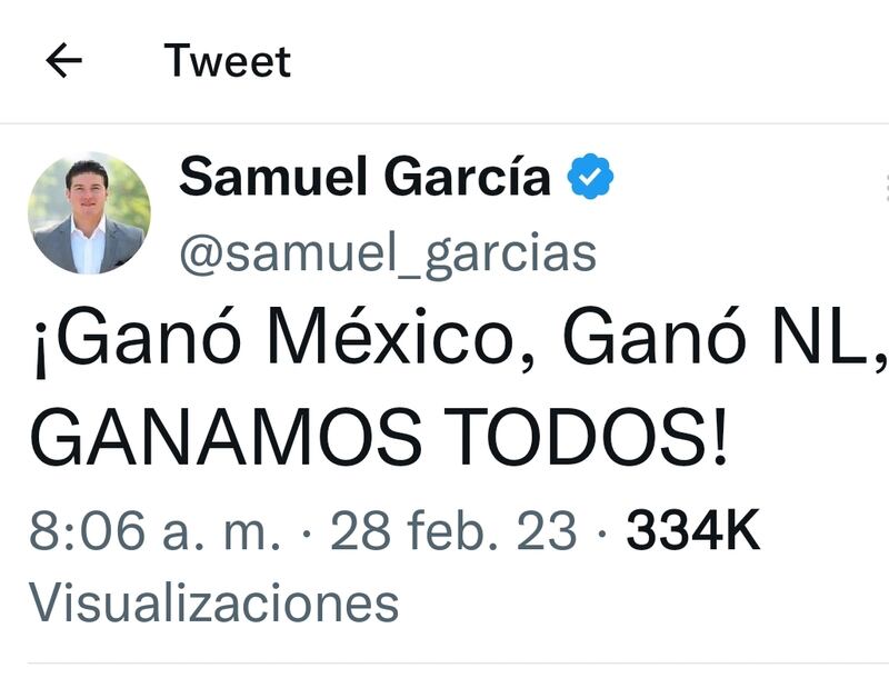 El gobernador también celebró en Twitter.