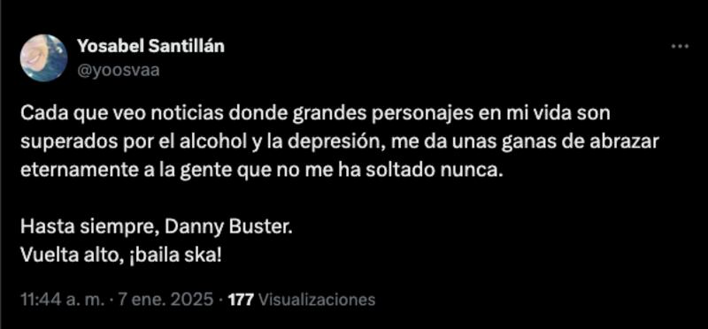 Condolencias por muerte de Danny Buster