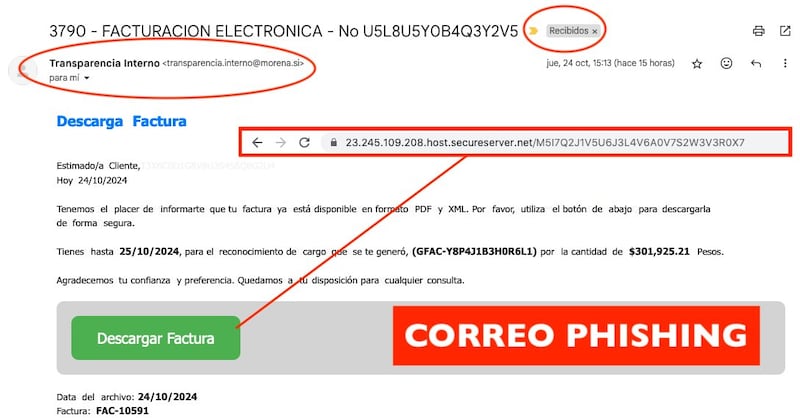 La falta de protocolo DMARC en el correo de Morena permite suplantación, según el experto en ciberseguridad Nicolás Azuara.